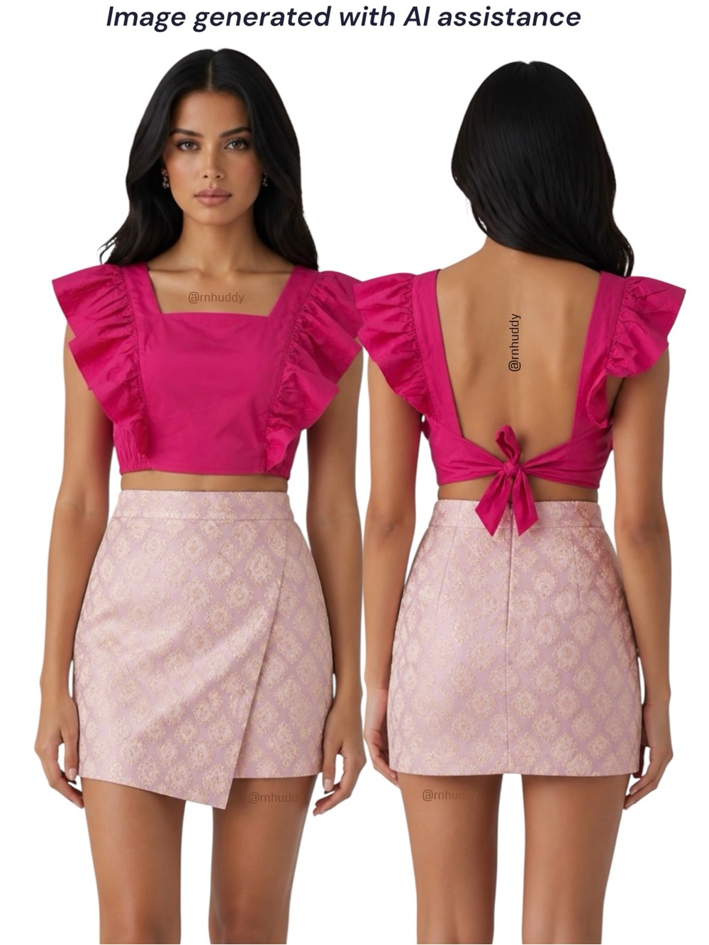 LPA Revolve XXS pink brocade faux wrap mini skirt